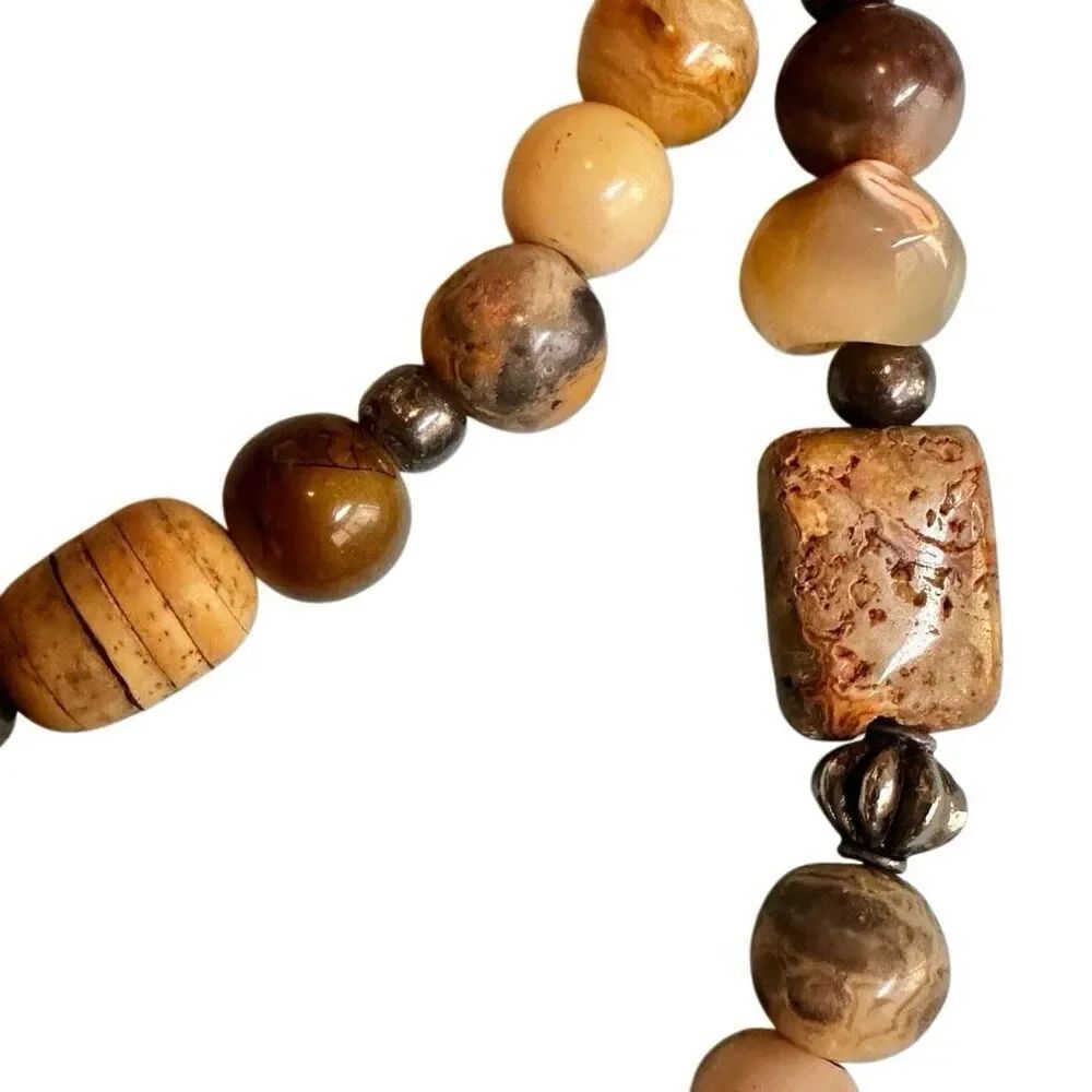 Crazy Lace Agate Pendant Necklace – Sterling Clasp, Natural Stone Beads - Picture 9 of 13